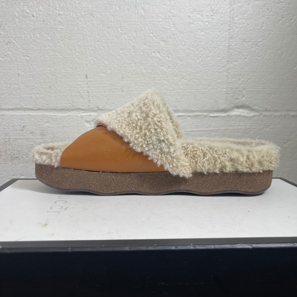 Chloe Woody Natural & Ochre Shearling Slide - Picture 5 of 11